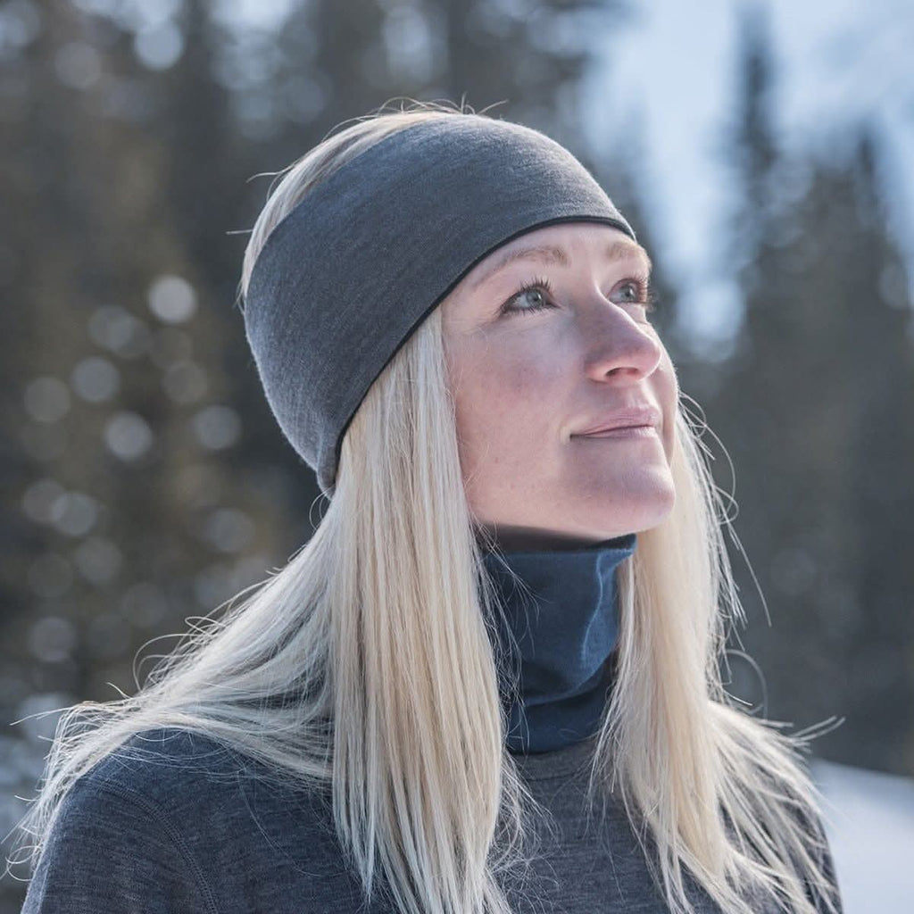 Midweight Reversible Wool Headband  - 100% Merino Wool